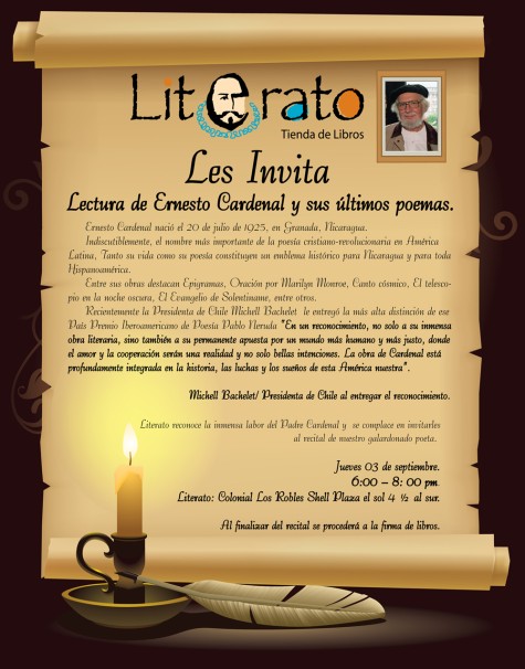 Invitaci&oacute;n a recital de Ernesto Cardenal en Literato